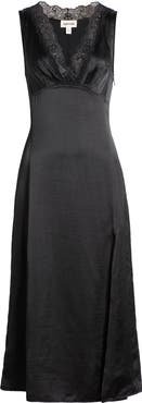 Open Edit Lace Trim Satin Slipdress