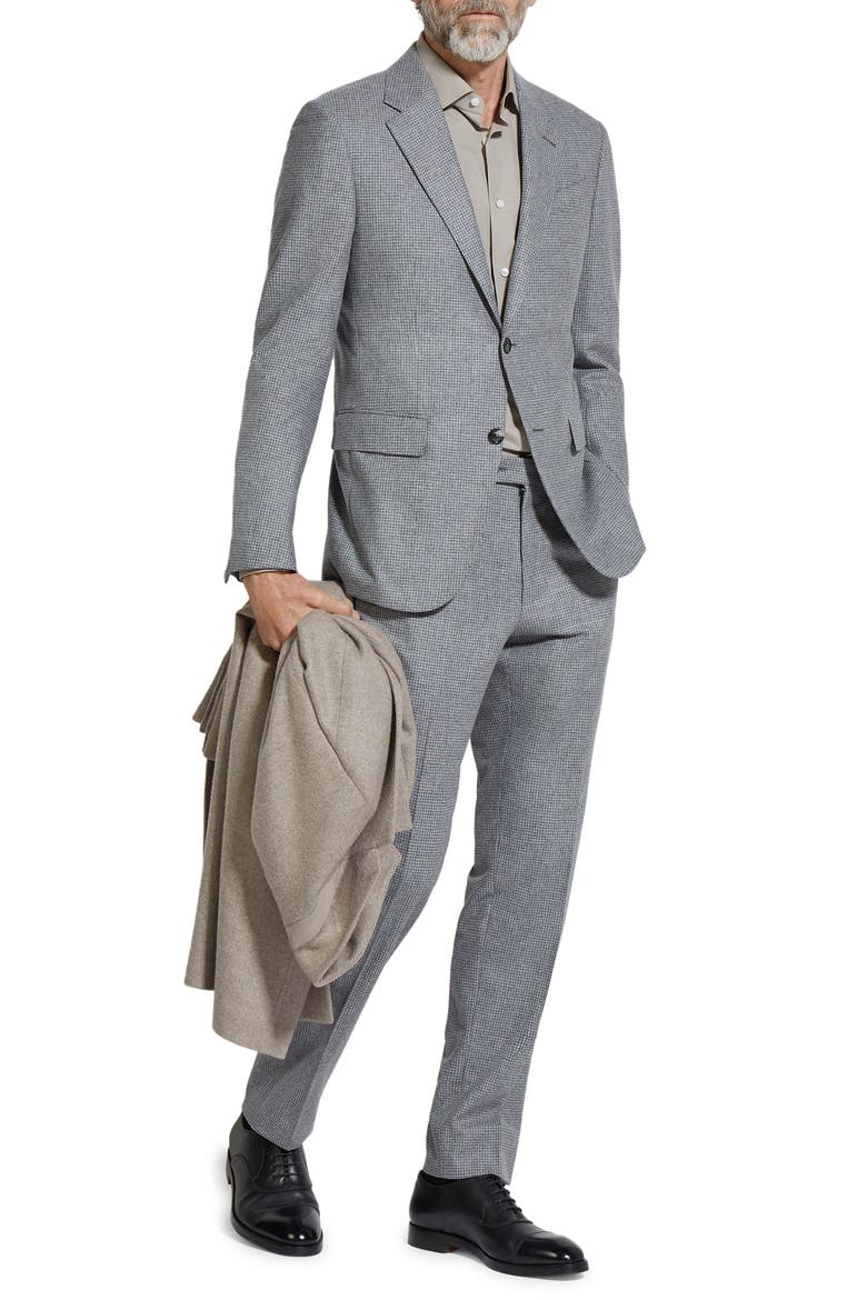 15Milmil15 Brushed Mini Houndstooth Wool Blend Suit, Main, color, GREY