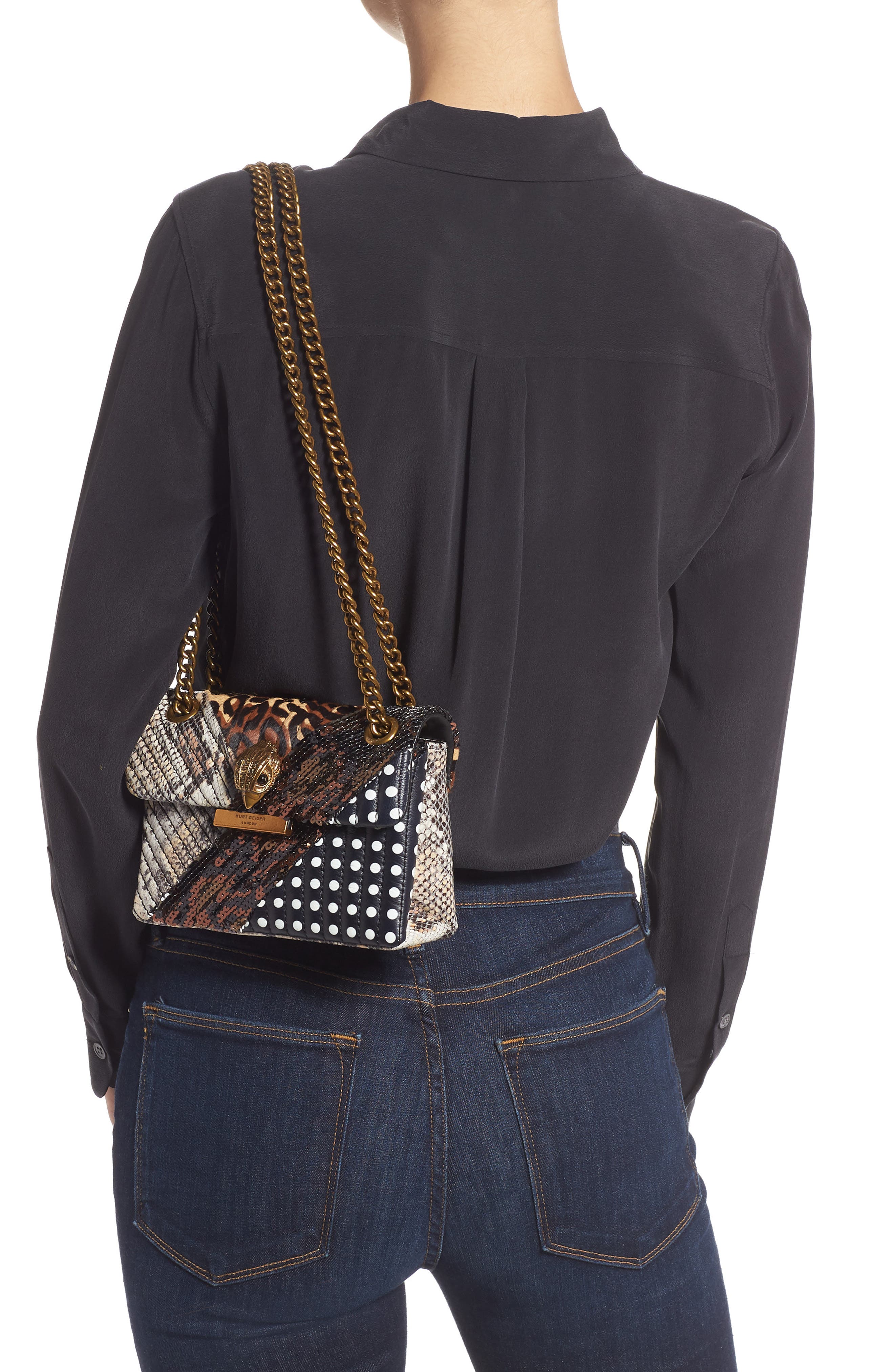 Kurt Geiger London Mini Kensington Genuine Calf Hair Mixed Media Crossbody Bag, Alternate, color, 