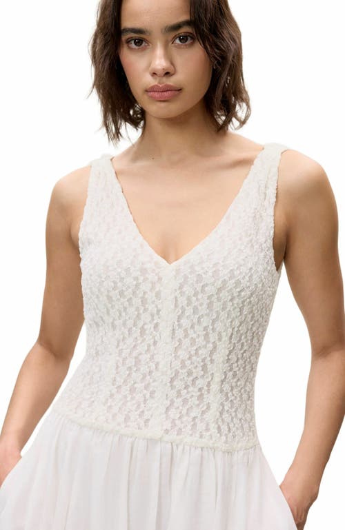 Rebecca Taylor Fiona Mixed Media Dress In White