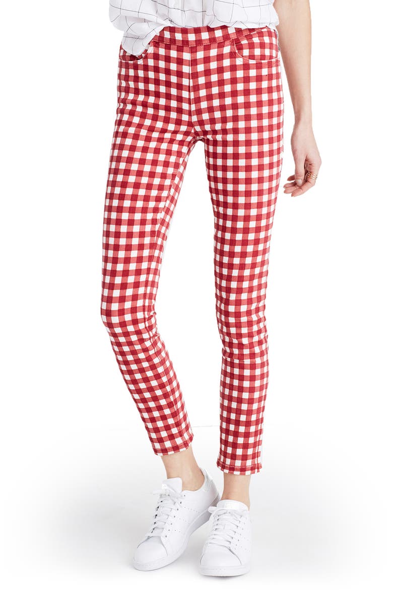 High Riser Gingham Crop Skinny Pants, Main, color, GINGHAM PRINT