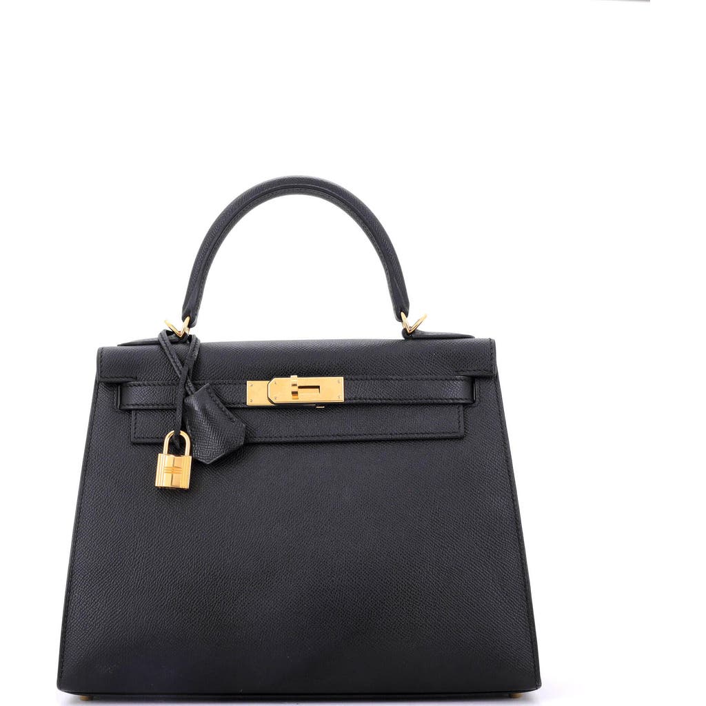 Pre-owned Hermes  Hermes Kelly Handbag Black Epsom With Gold Hardware 28 In Black