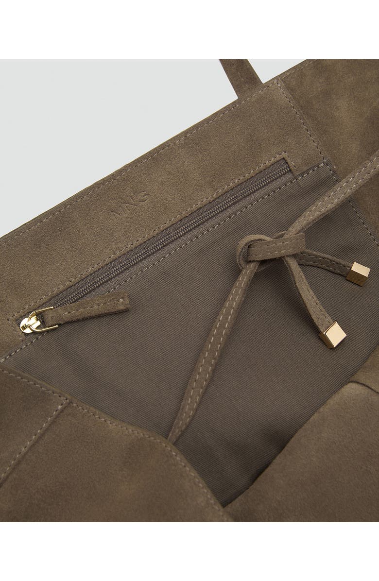MANGO Suede Shopper Bag, Alternate, color, Khaki Green