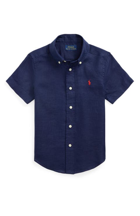 Kids' Short Sleeve Linen Button-Down Shirt (Big Kid)