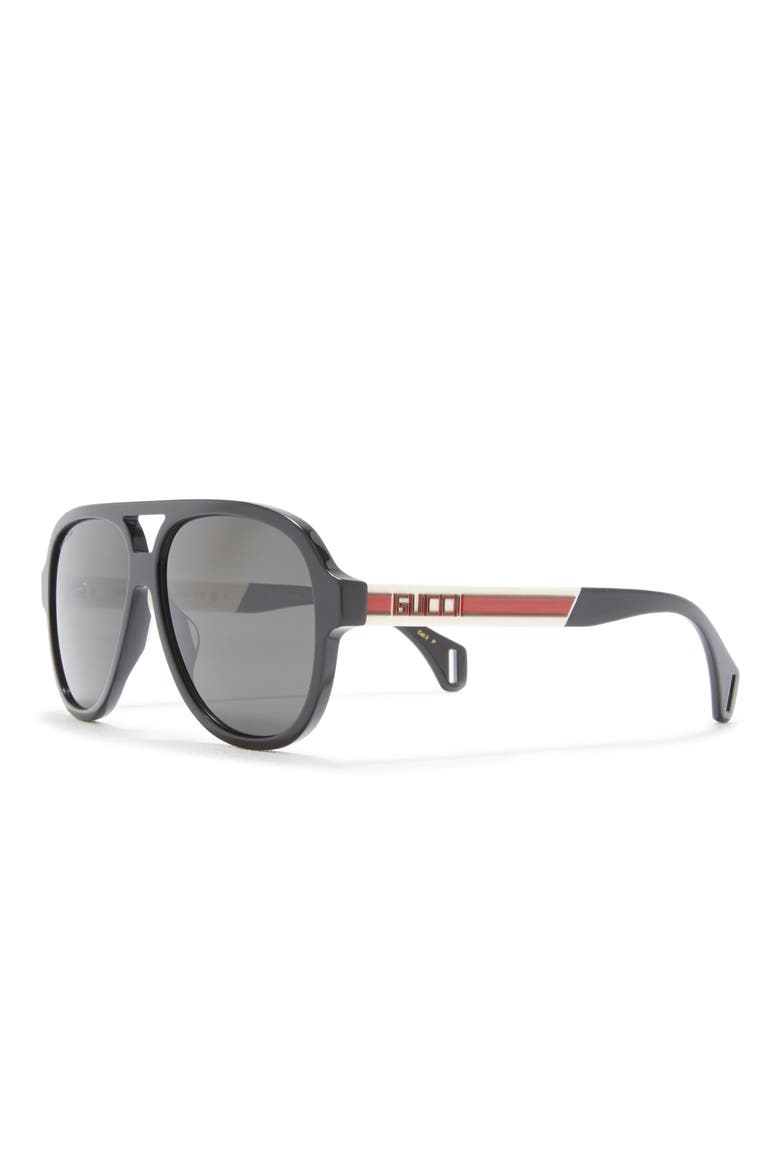 58mm Aviator Sunglasses, Alternate, color, BLACK WHITE GREY