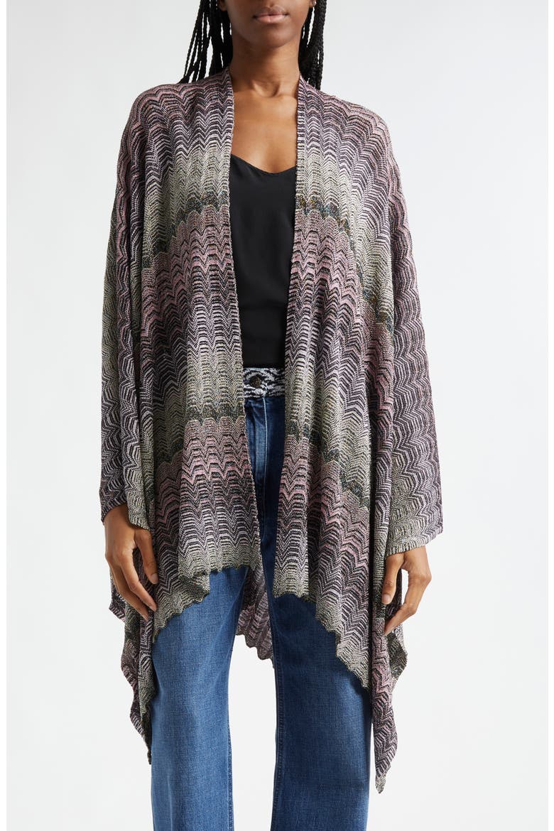 Metallic Stripe Knit Cape, Main, color, GREY MULTI VAR 0001