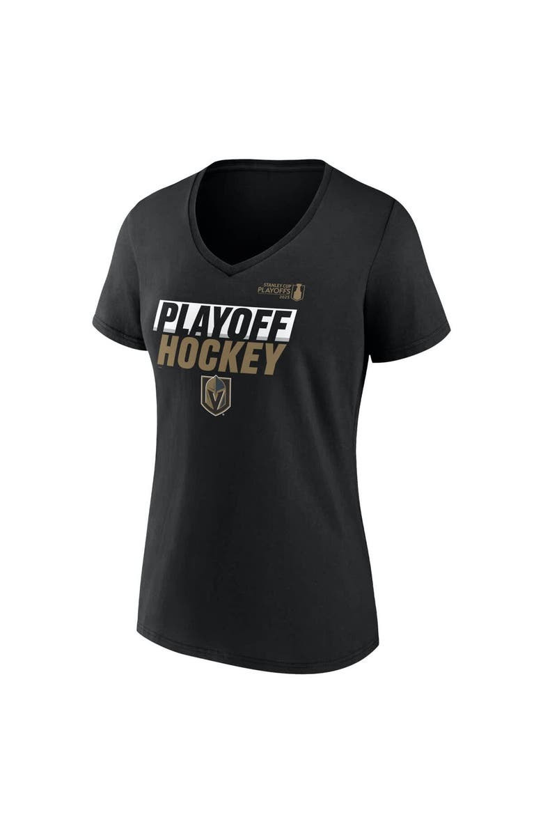 FANATICS Women's Fanatics Black Vegas Golden Knights 2025 Stanley Cup Playoffs Breakout V-Neck T-Shirt, Alternate, color, 