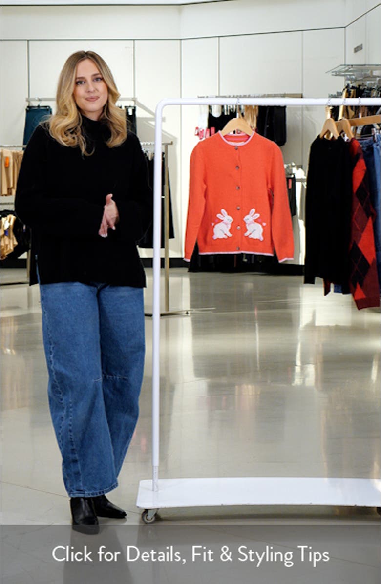 Kids' Intarsia Bunny Cotton Blend Cardigan, sales video thumbnail