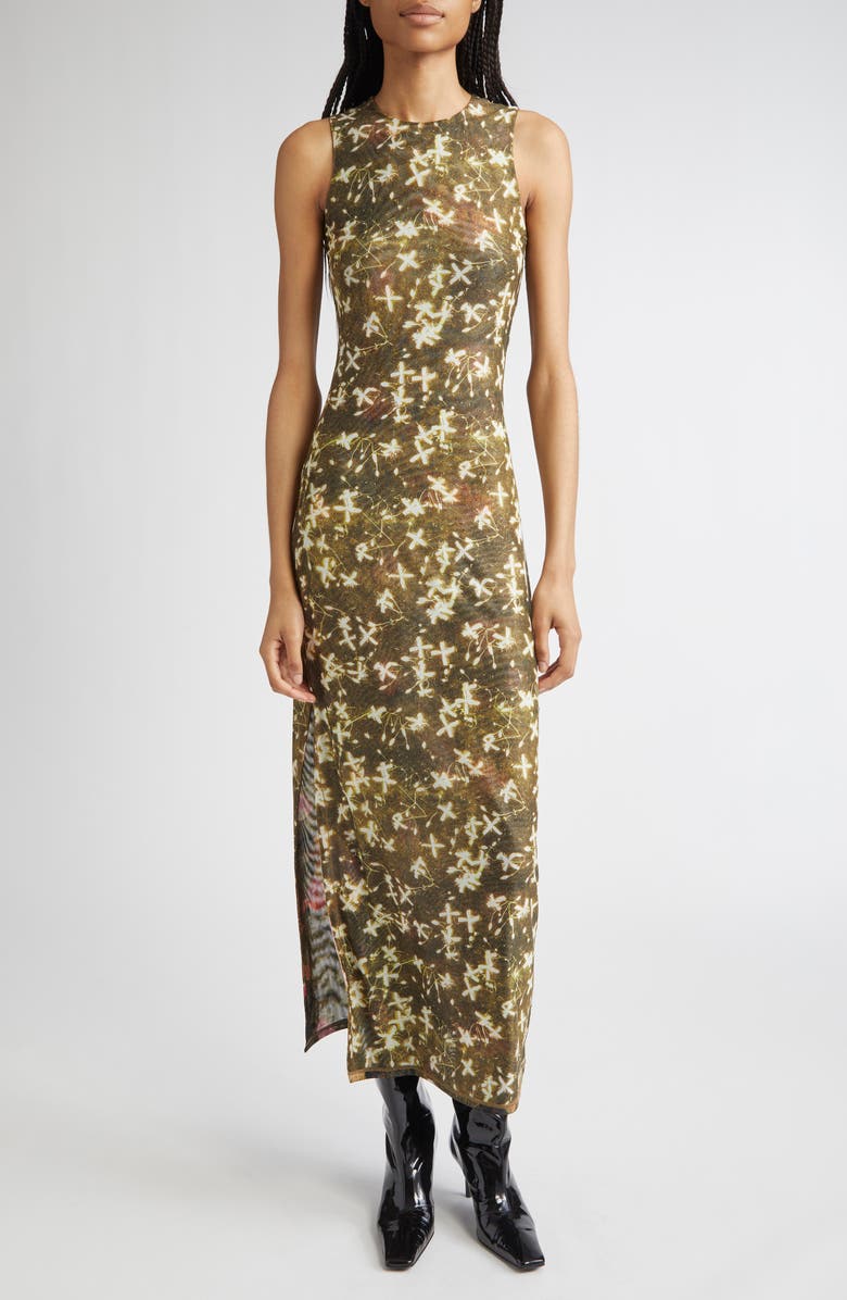 Eckhaus Latta Duet Sleeveless Double Layer Micromesh Maxi Dress, Alternate, color, Garden