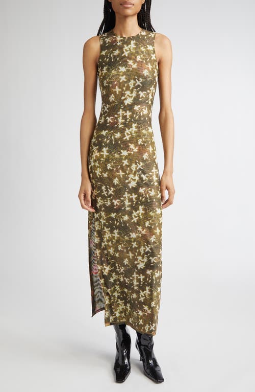 Eckhaus Latta Duet Sleeveless Double Layer Micromesh Maxi Dress In Green