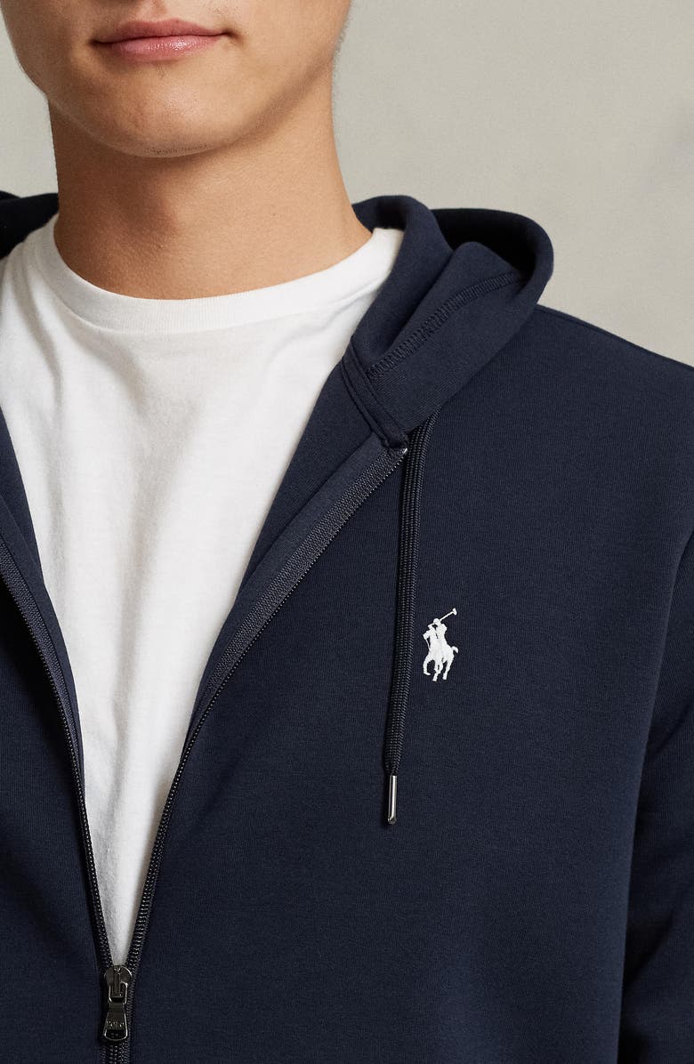Polo Ralph Lauren Double Knit Zip-Up Hoodie, Alternate, color, Aviator Navy