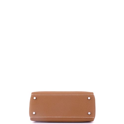 Pre-owned Hermes Hermes Kelly Handbag Brown Togo With Brushed Palladium Hardware 25 In Gold