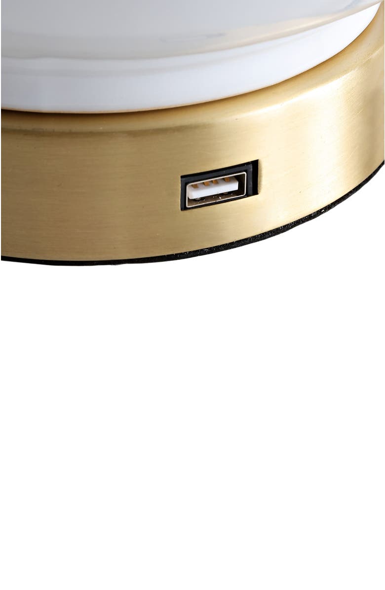 JONATHAN Y Han 27" Ceramic/Iron Contemporary USB Charging LED Table Lamp, White/Brass Gold, Alternate, color, White/Brass Gold