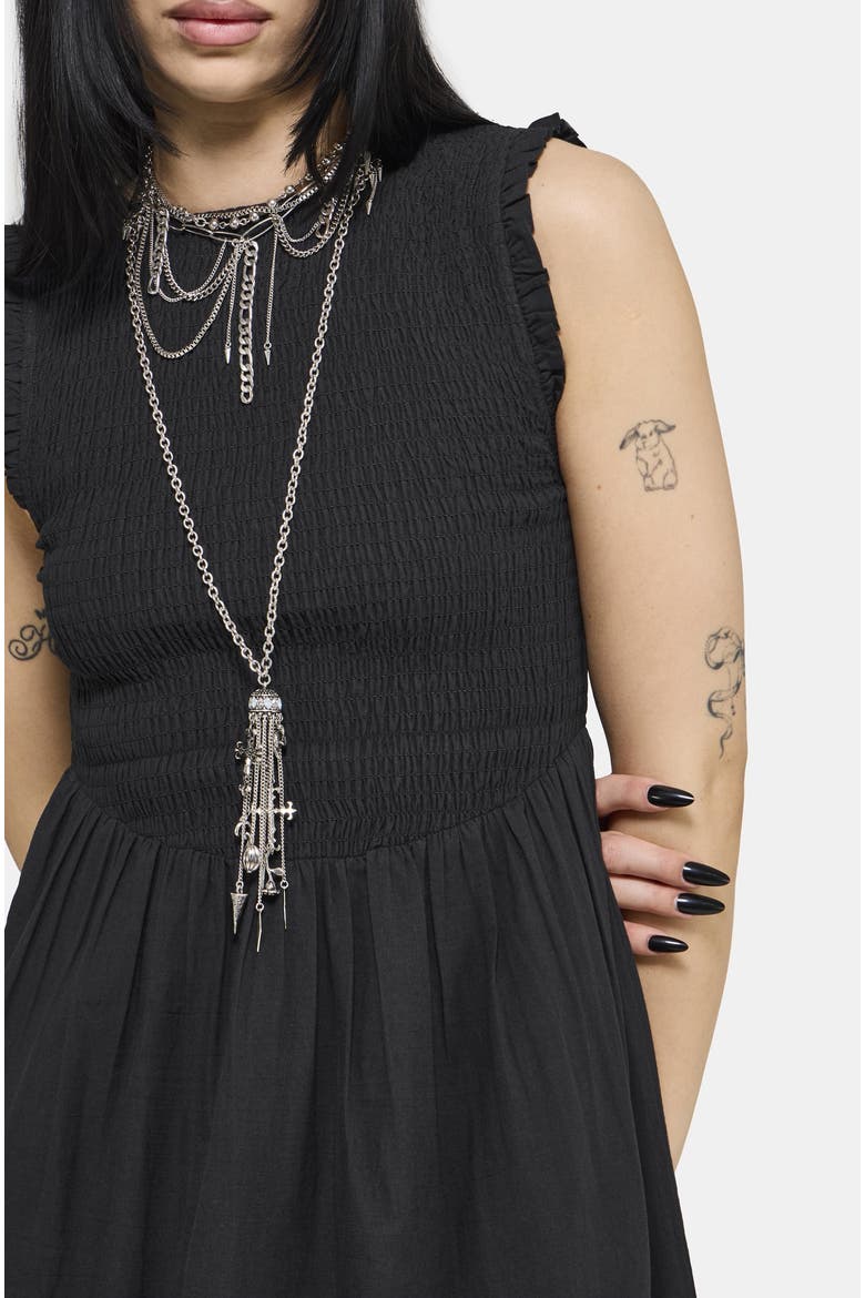 Noirette Broderie Midi Dress, Alternate, color, Black