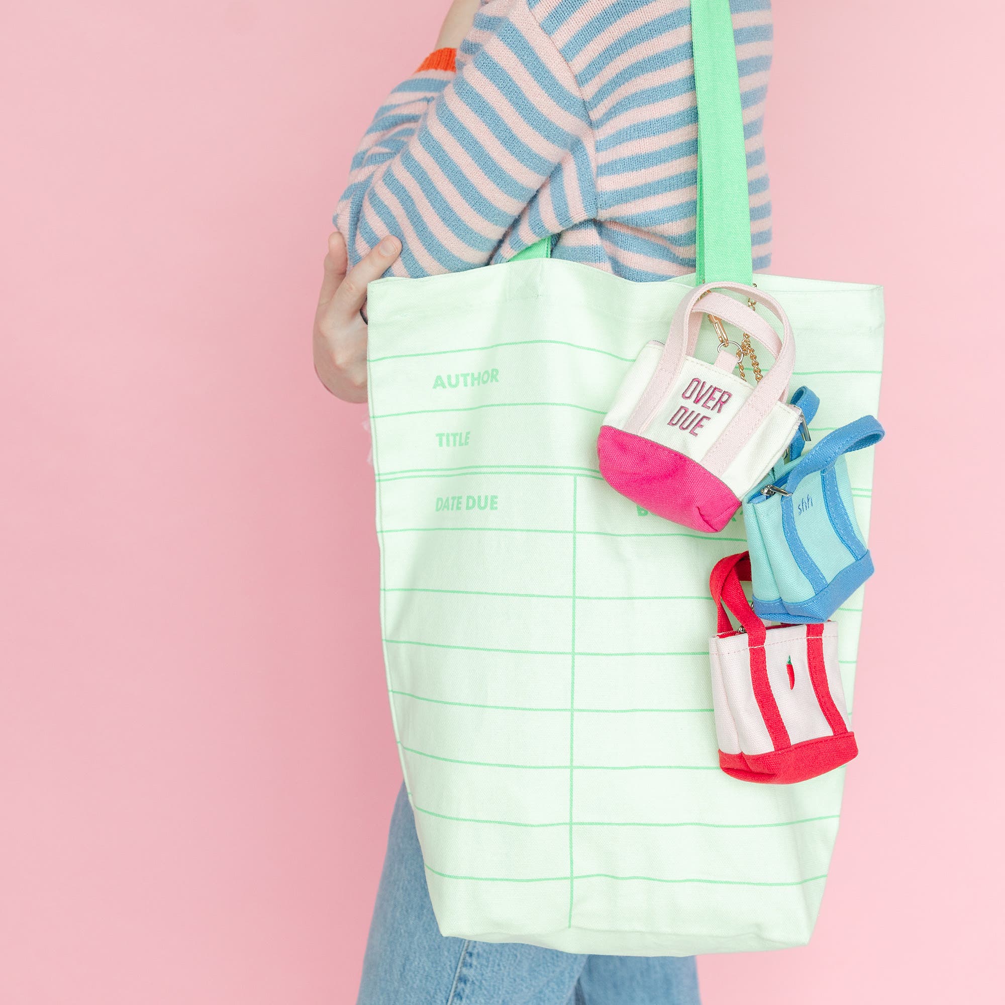 Book Club Library Green Canvas Tote Bag, Alternate, color, Assorted Pre-Pack