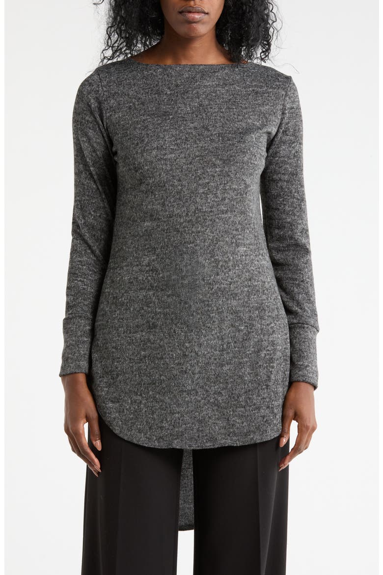 Boat Neck High Low Sweater, Main, color, DARK DULL GRAY