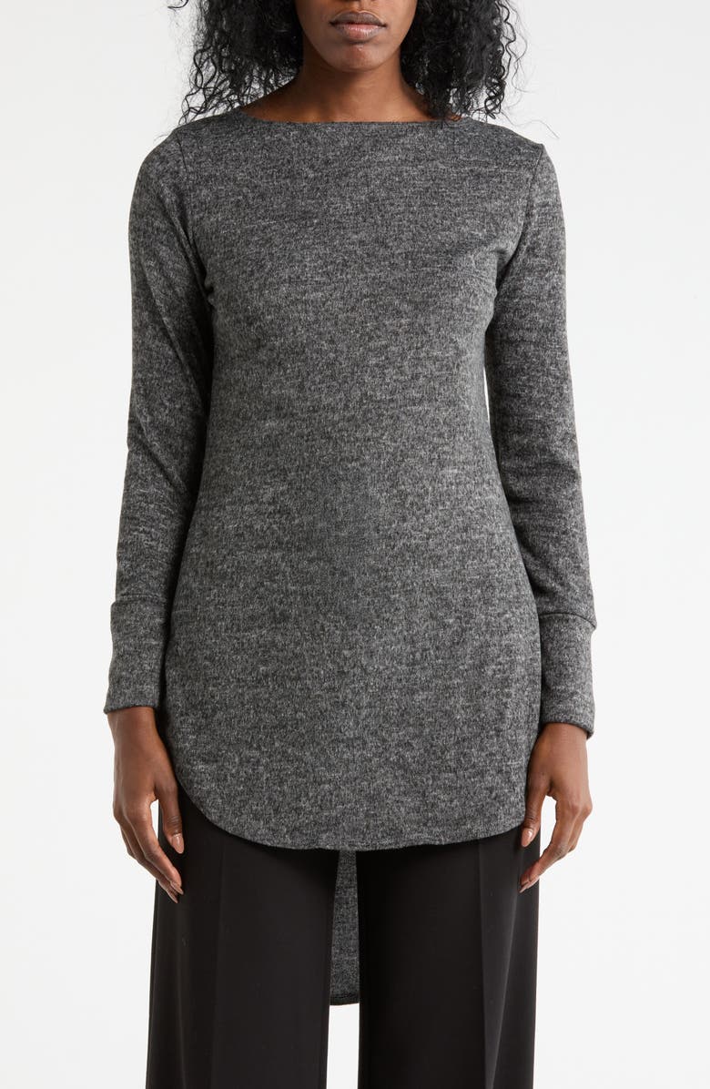 GO COUTURE Boat Neck High Low Sweater, Main, color, Dark Dull Gray