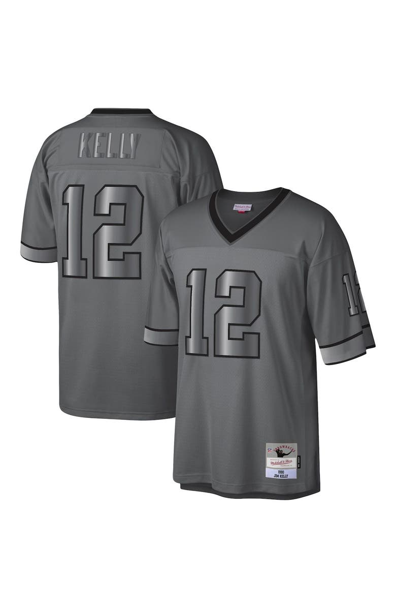 Mitchell & Ness Men's Mitchell & Ness Jim Kelly Charcoal Buffalo Bills 1990 Retired Player Metal Legacy Jersey, Alternate, color, 