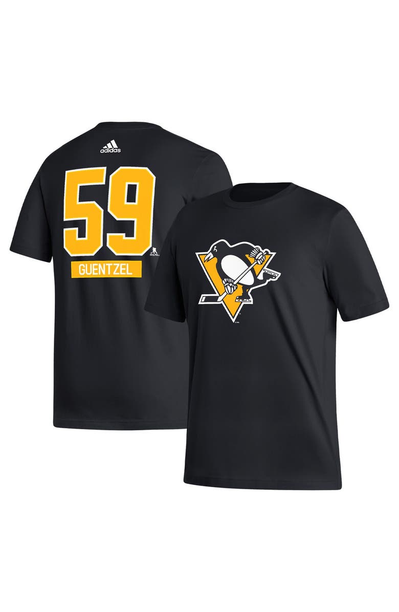 adidas Men's adidas Jake Guentzel Black Pittsburgh Penguins Fresh Name & Number T-Shirt, Main, color, 