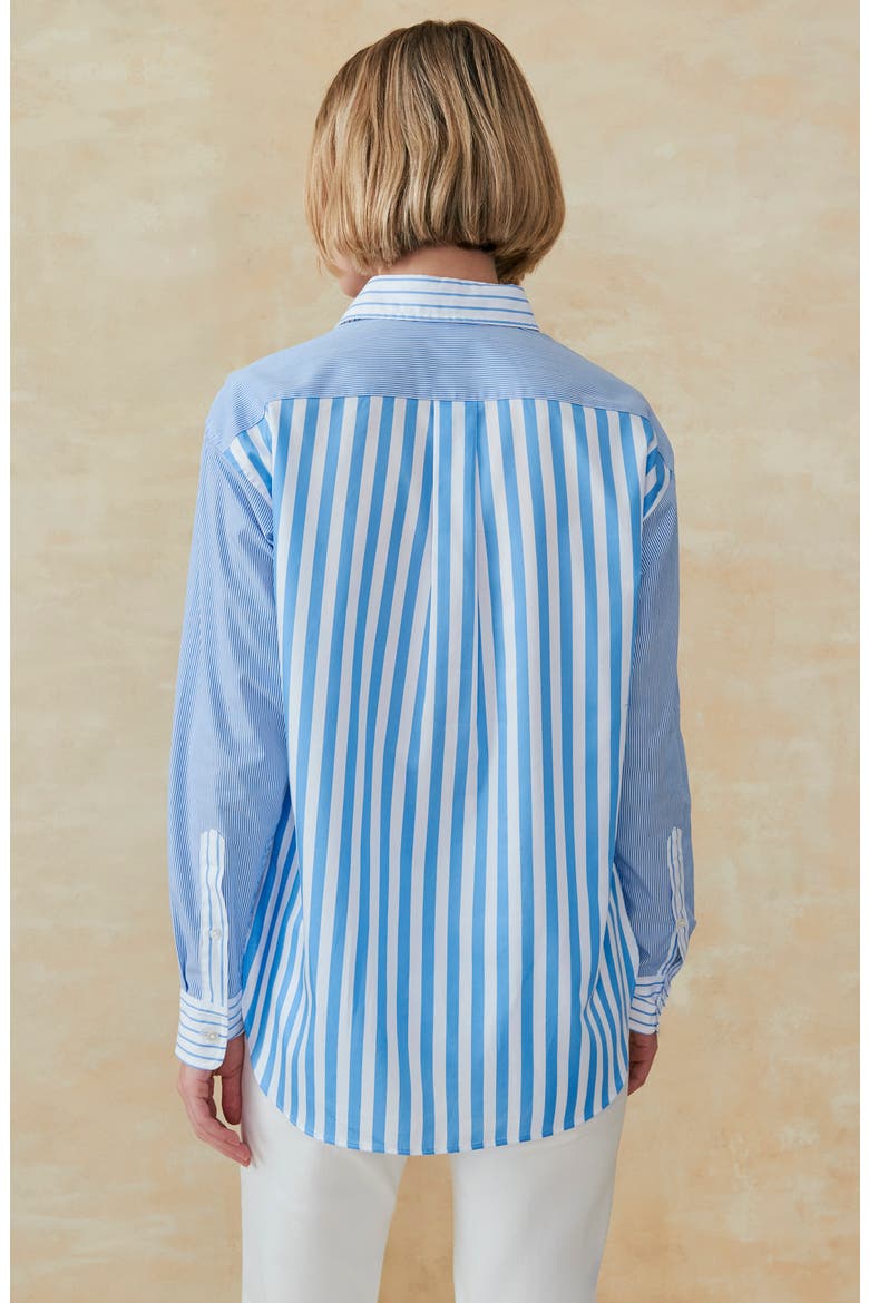 Reggie Cotton Button Front Top, Alternate, color, LIGHT BLUE/ WHITE