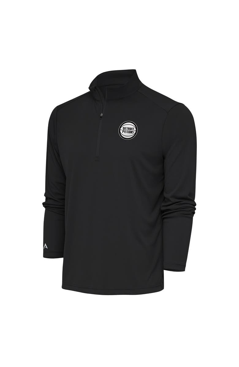ANTIGUA Men's Antigua Charcoal Detroit Pistons Metallic Logo Tribute Quarter-Zip Pullover, Main, color, Charcoal