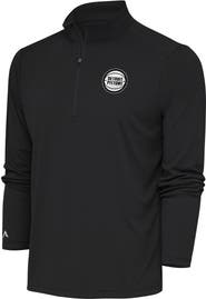 ANTIGUA Men's Antigua Charcoal Detroit Pistons Metallic Logo Tribute Quarter-Zip Pullover