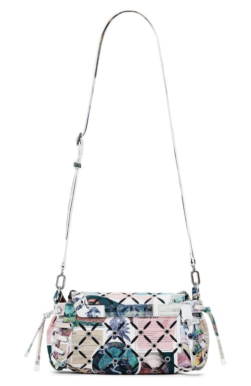 Desigual Small Collage Perforated Crossbody Bag In White