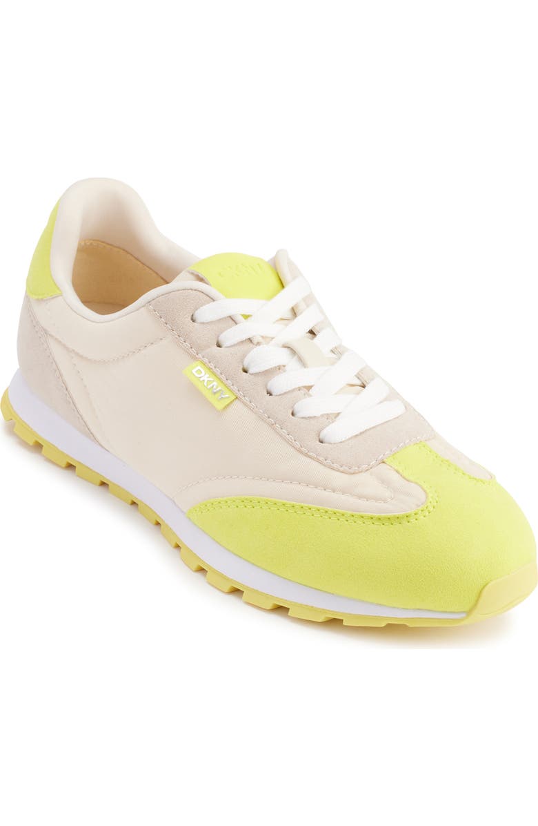 DKNY Forsythe Sneaker, Main, color, Bone/ Fluorescent Yellow