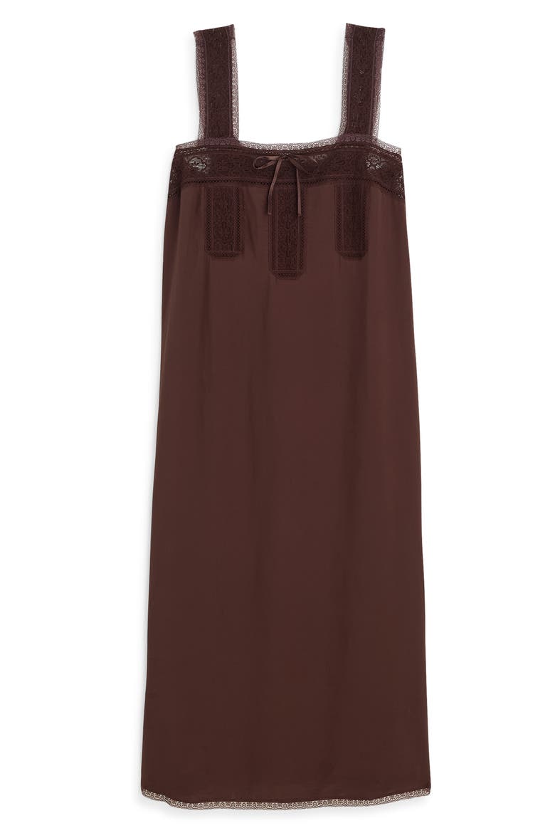 Lace-Insert Tie-Front Sleeveless Midi Dress, Alternate, color, DARK CHICORY