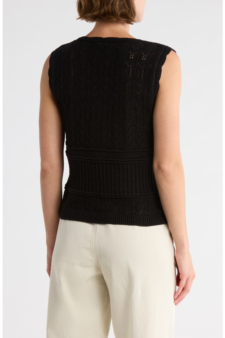 Mixed Stitch Sweater Vest, Alternate, color, BLACK