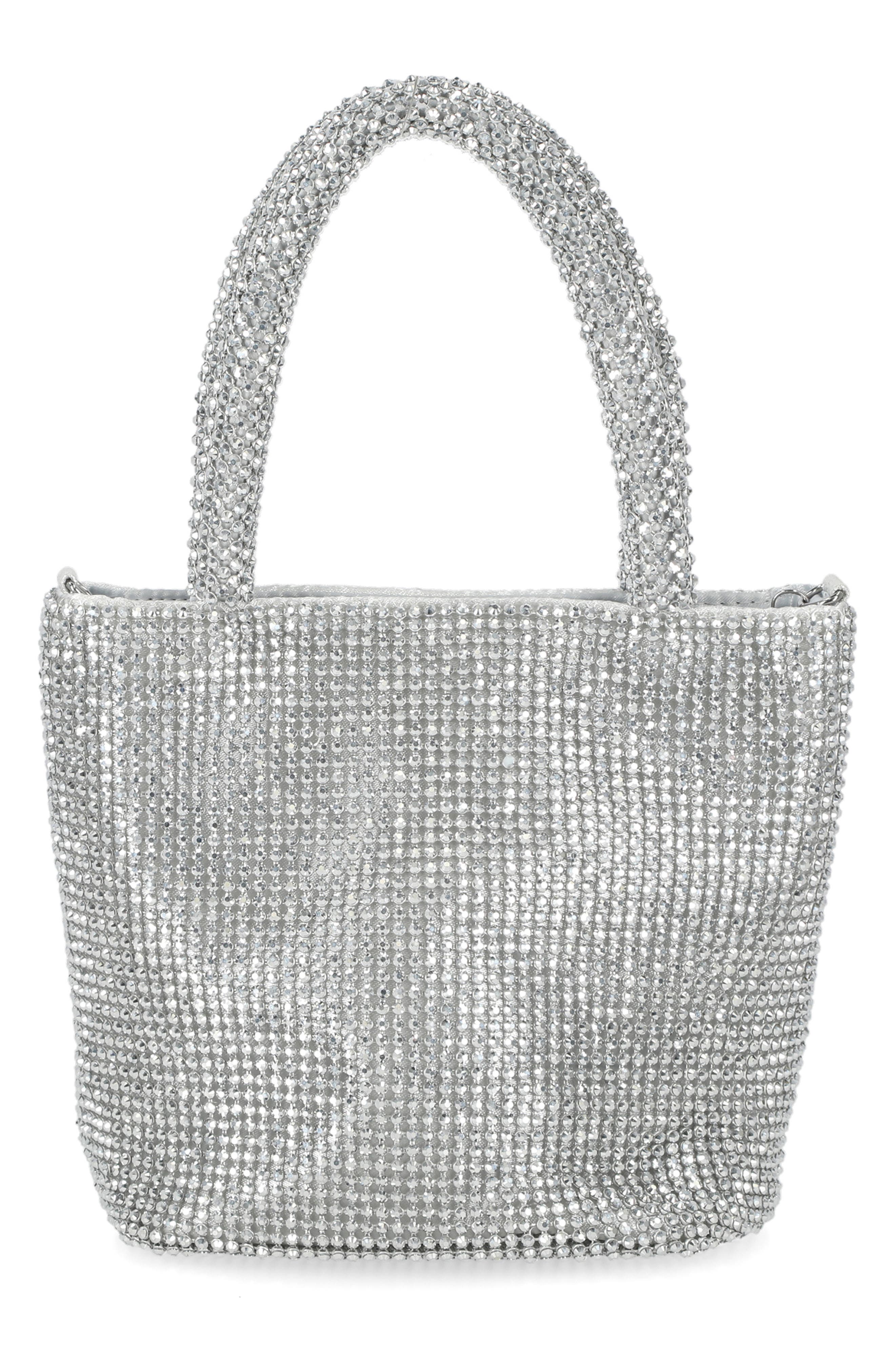 Jessica McClintock Remi Crystal Top Handle Bag, Alternate, color, 42N-Silver