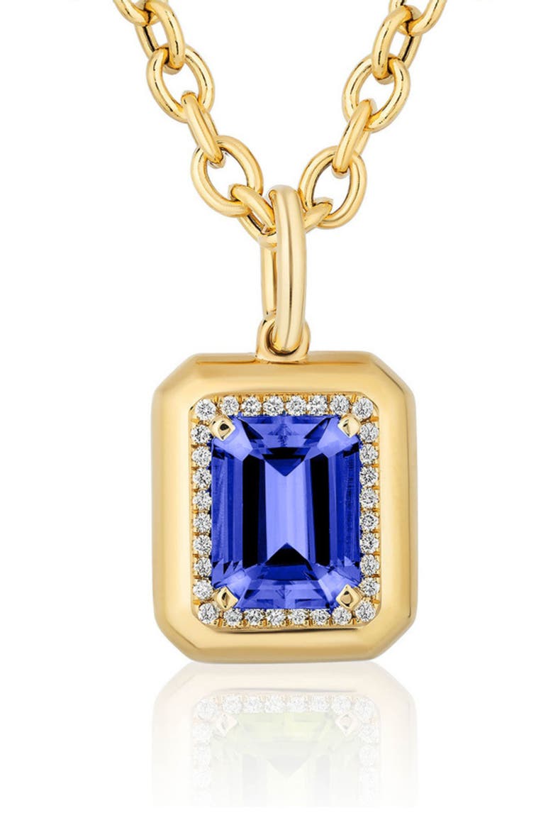 G-Classic Emerald Cut Pendant Necklace, Alternate, color, VIVID BLUE