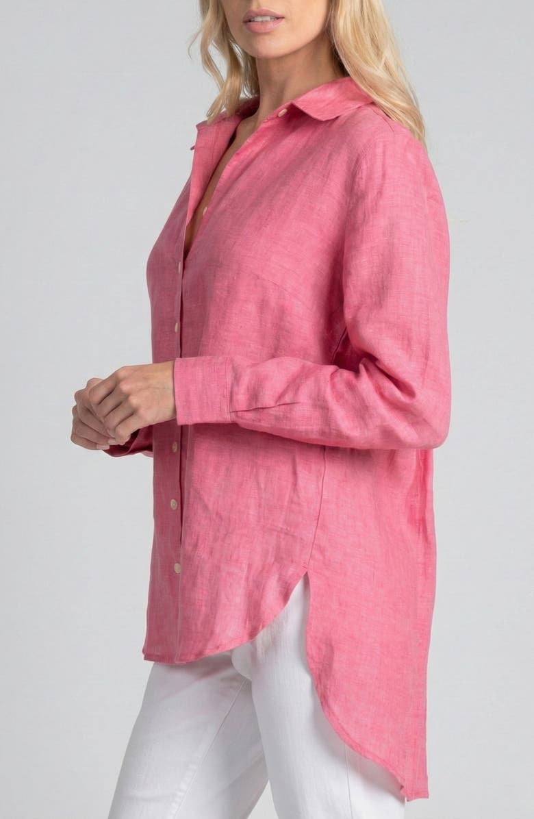 APNY Pleated Back Linen Button-Up Tunic, Alternate, color,