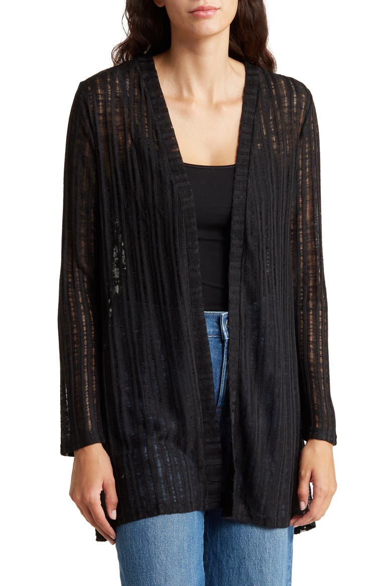Lace Back Open Front Ruana, Main, color, BLACK