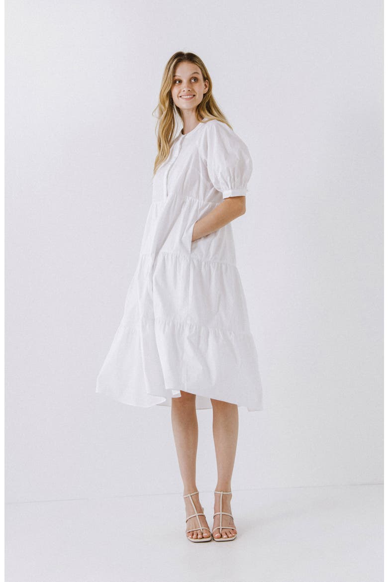 Puff Sleeve Dress, Alternate, color, WHITE