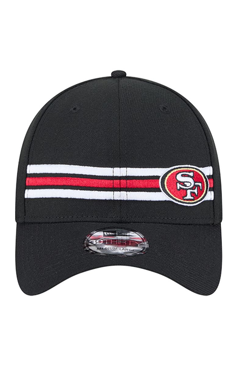 New Era Men
s New Era Black San Francisco 49ers Stripes 39THIRTY Flex Hat, Alternate, color, Black