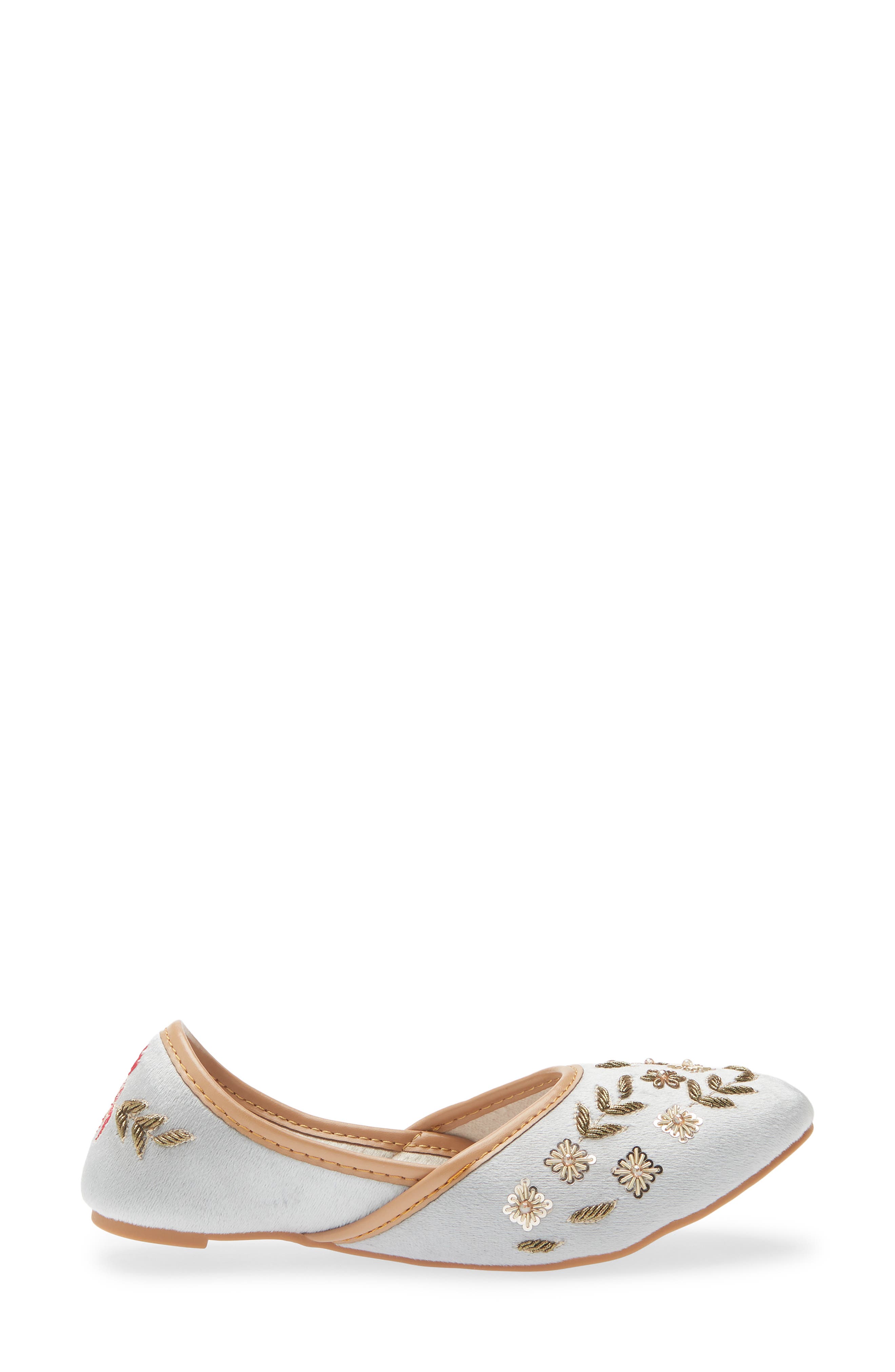 FUCHSIA Nawal Embroidered Flat, Alternate, color, Gray