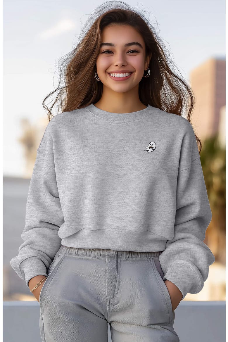 Spook-a-Latte Relaxed Sweatshirt, Alternate, color, Heather Gray