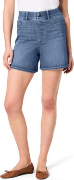 SPANX® Pull-On High Waist Mid Thigh Denim Shorts
