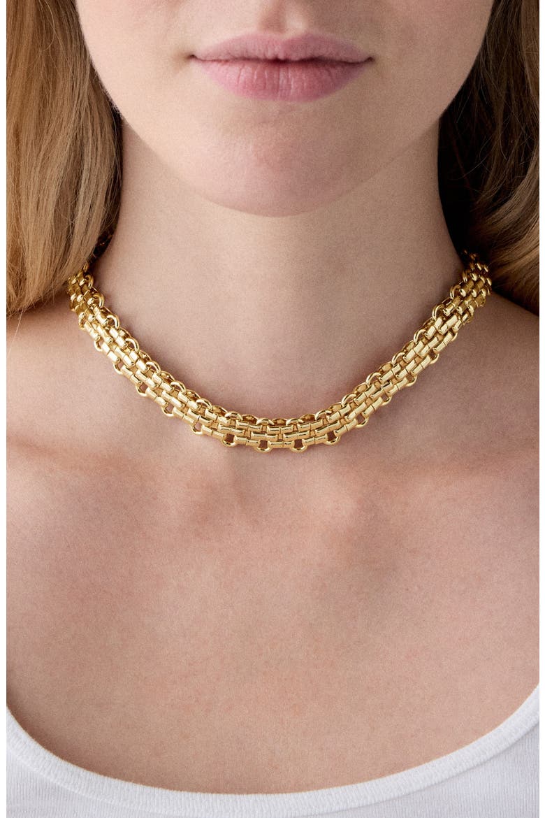 chain reaction choker necklace, Alternate, color, GOLD.