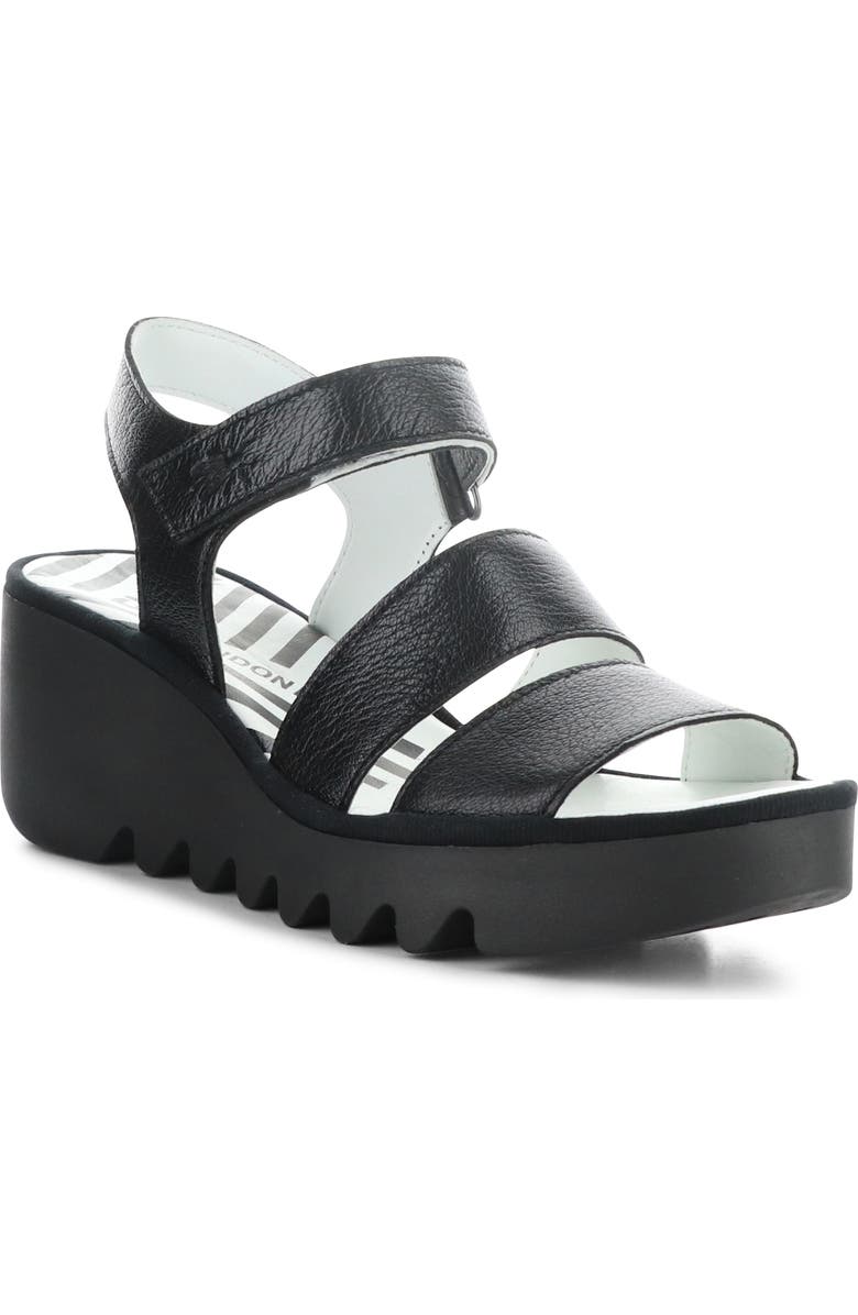 Fly London Bexy Platform Wedge Sandal, Main, color, 006 Black Mousse