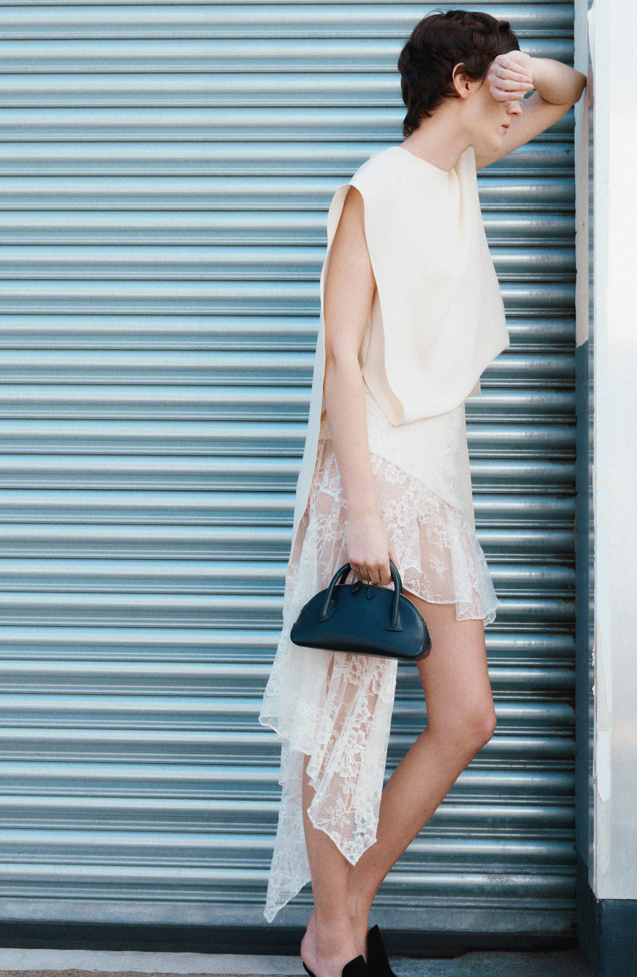 LIFFNER Dome East/West Leather Handbag, Alternate, color, Black