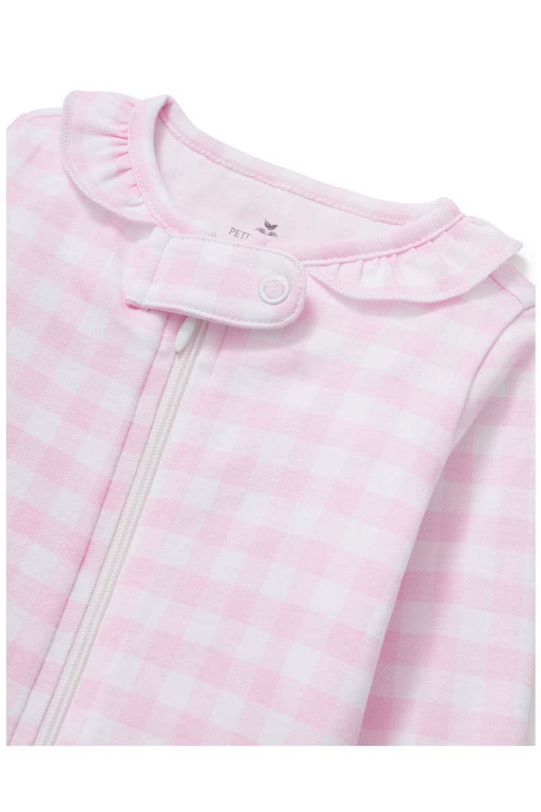 Gingham Pima Cotton Footie Romper, Alternate, color, LIGHT PINK