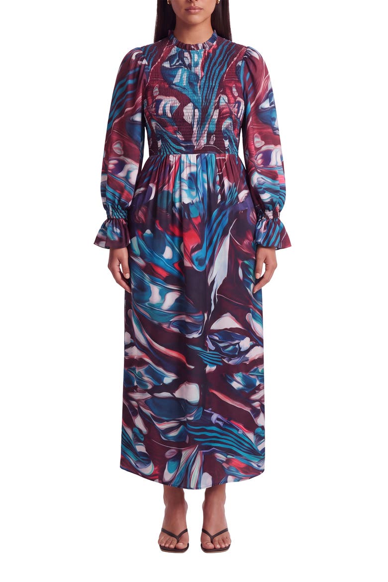Aurnia Smocked Maxi Dress, Main, color, MULTI BLUE