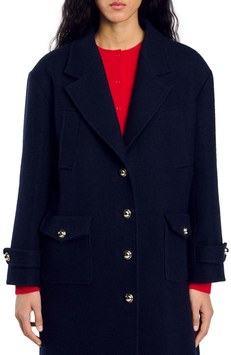 SANDRO Long oversized coat, Alternate, color, 