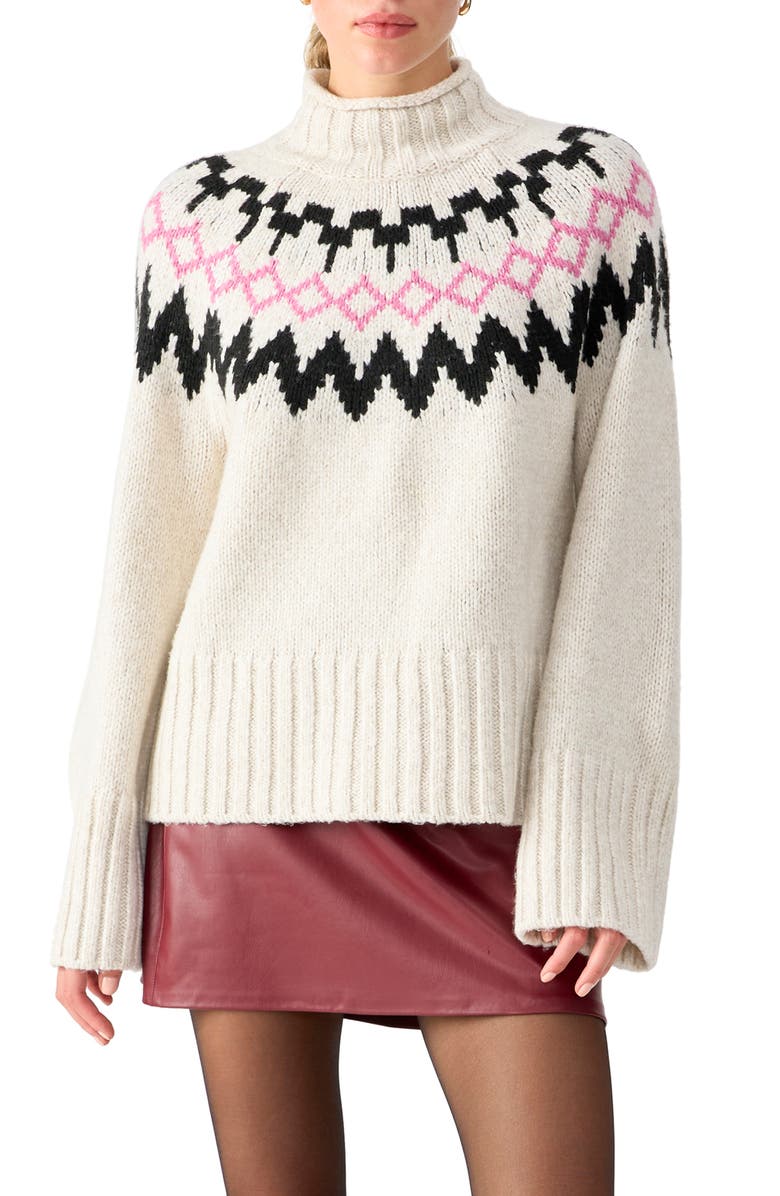 Sanctuary 'Tis the Season Fair Isle Mock Neck Sweater, Main, color, 