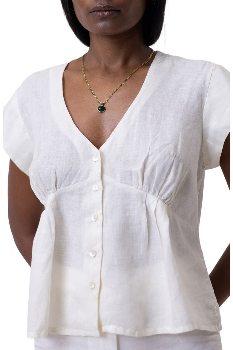 Deep V-neck Short Top, Alternate, color, Off-white