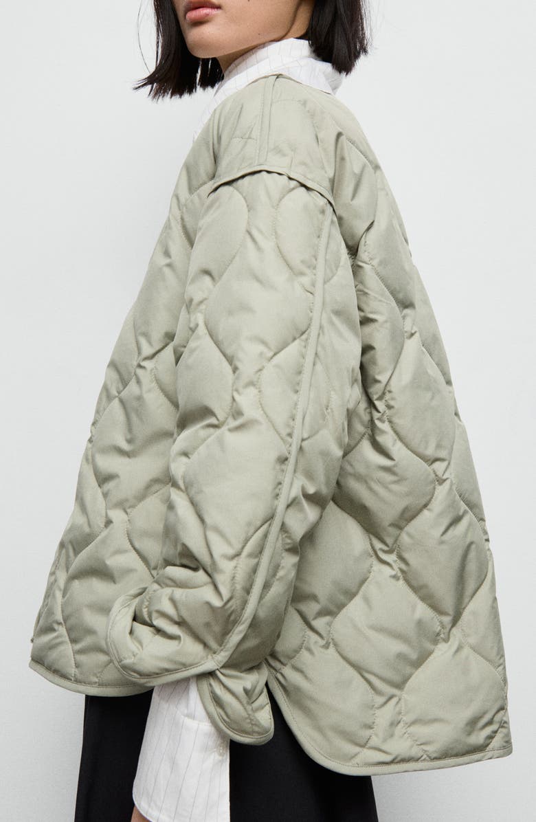 MANGO Quilted Anorak, Alternate, color, Pastel Green