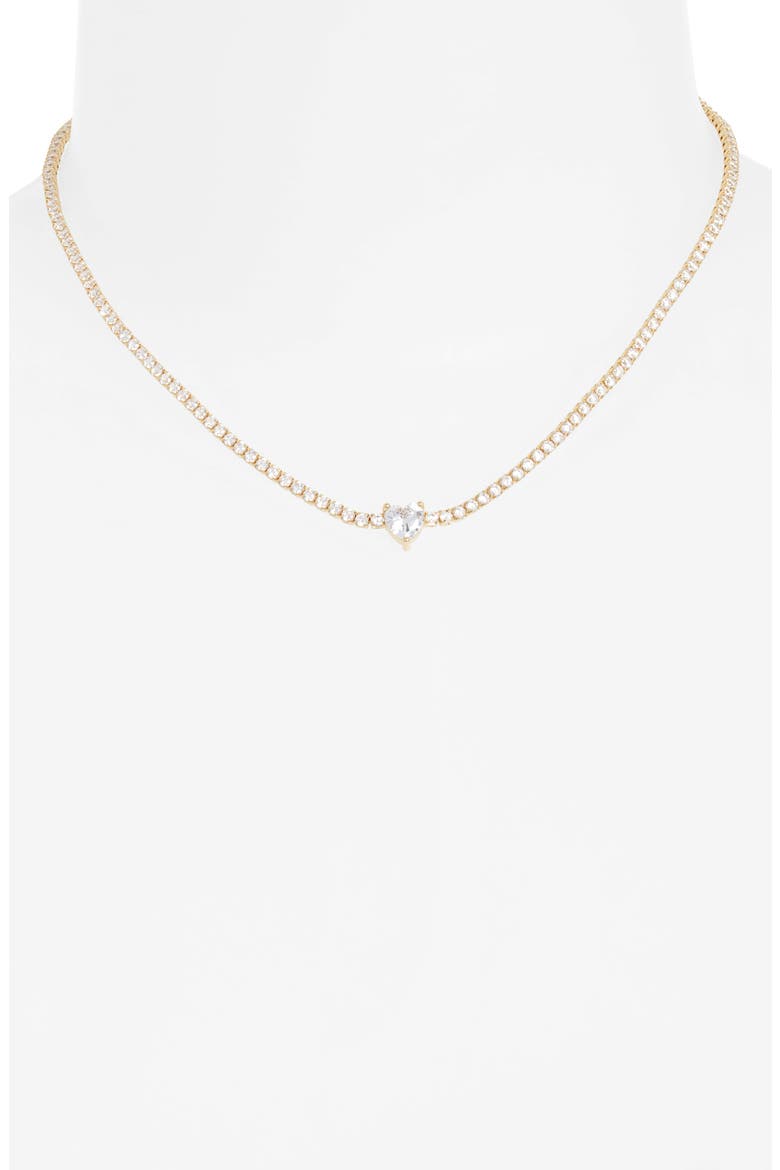 In a Heartbeat Tennis Necklace, Alternate, color, GOLD