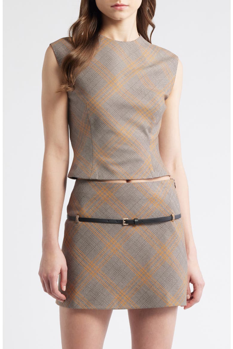 Melo Plaid Top, Main, color, BROWN